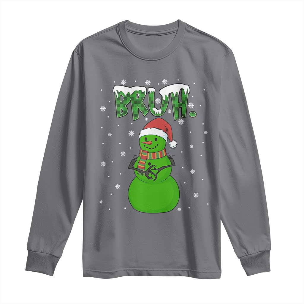Funny Green Snowman Six Seven Meme Long Sleeve Shirt Christmas Gift For Gen Z TS12 Charcoal Print Your Wear