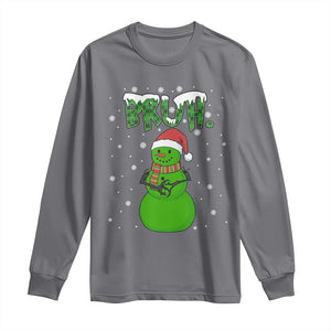 Funny Green Snowman Six Seven Meme Long Sleeve Shirt Christmas Gift For Gen Z TS12 Charcoal Print Your Wear