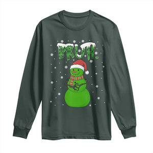 Funny Green Snowman Six Seven Meme Long Sleeve Shirt Christmas Gift For Gen Z TS12 Dark Forest Green Print Your Wear