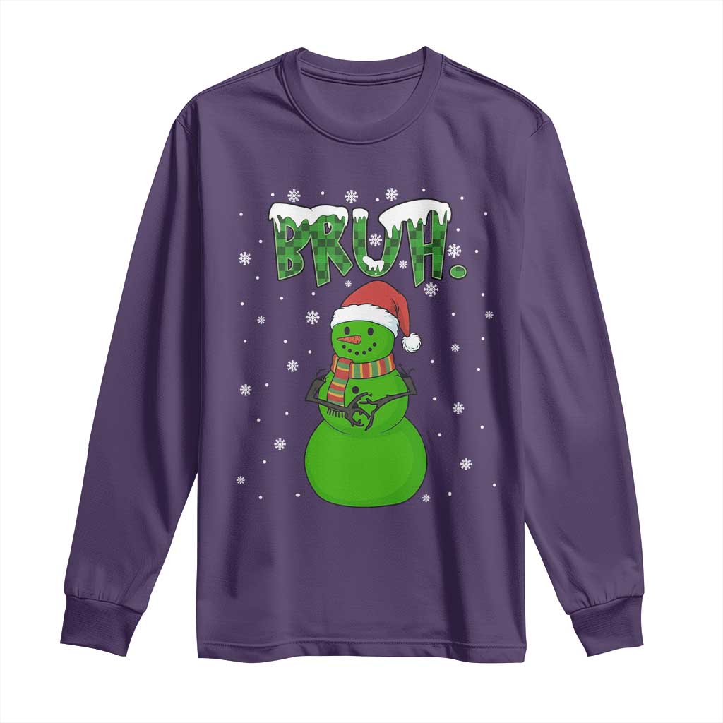 Funny Green Snowman Six Seven Meme Long Sleeve Shirt Christmas Gift For Gen Z TS12 Purple Print Your Wear