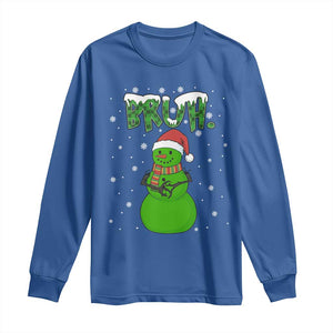 Funny Green Snowman Six Seven Meme Long Sleeve Shirt Christmas Gift For Gen Z TS12 Royal Blue Print Your Wear