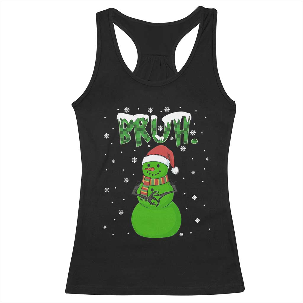 Funny Green Snowman Six Seven Meme Racerback Tank Top Christmas Gift For Gen Z TS12 Black Print Your Wear
