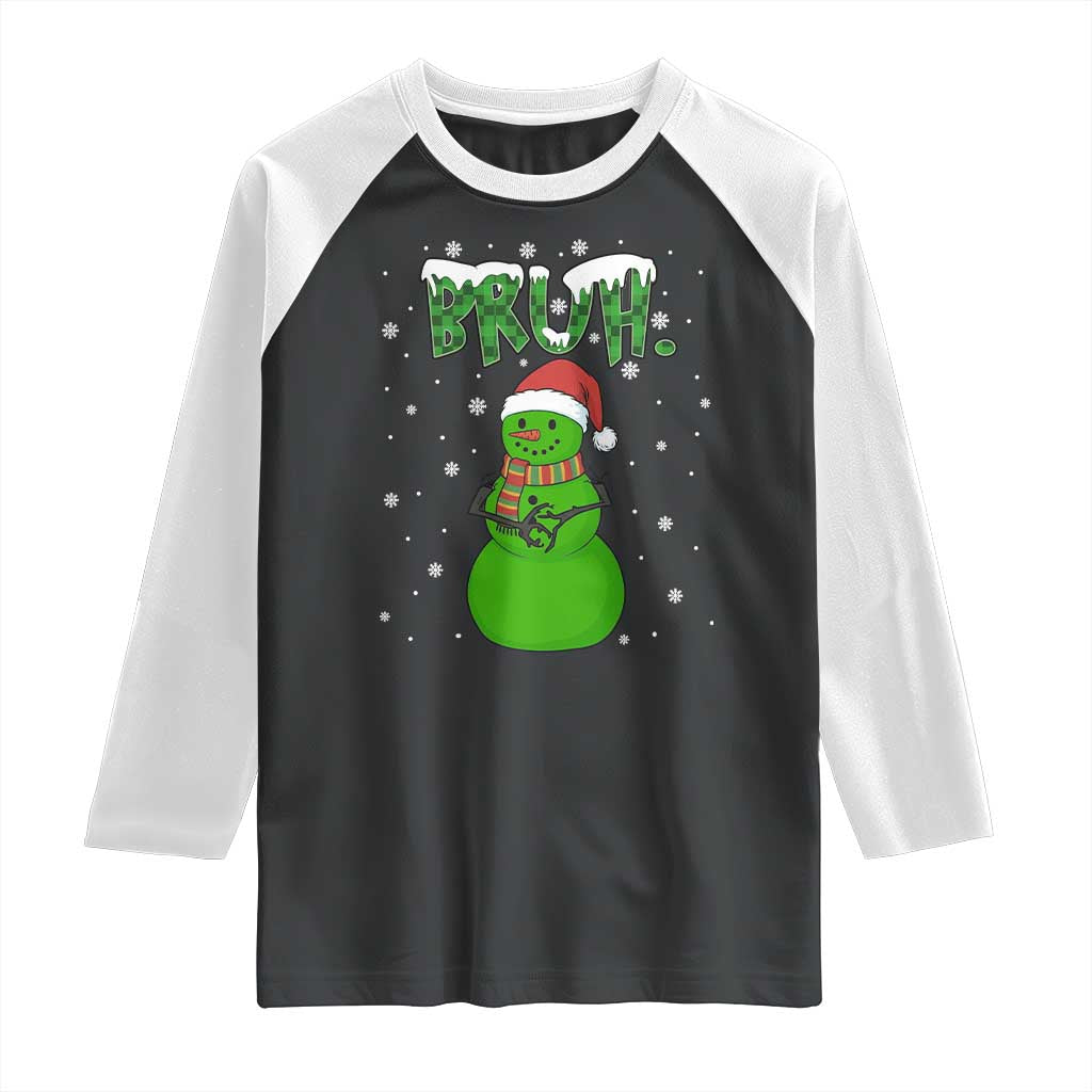 Funny Green Snowman Six Seven Meme Raglan Shirt Christmas Gift For Gen Z TS12 Black White Print Your Wear