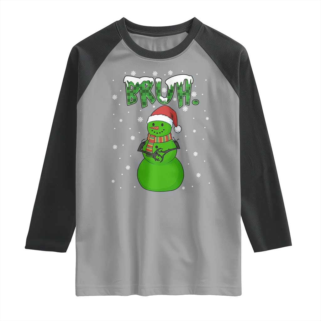 Funny Green Snowman Six Seven Meme Raglan Shirt Christmas Gift For Gen Z TS12 Sport Gray Black Print Your Wear