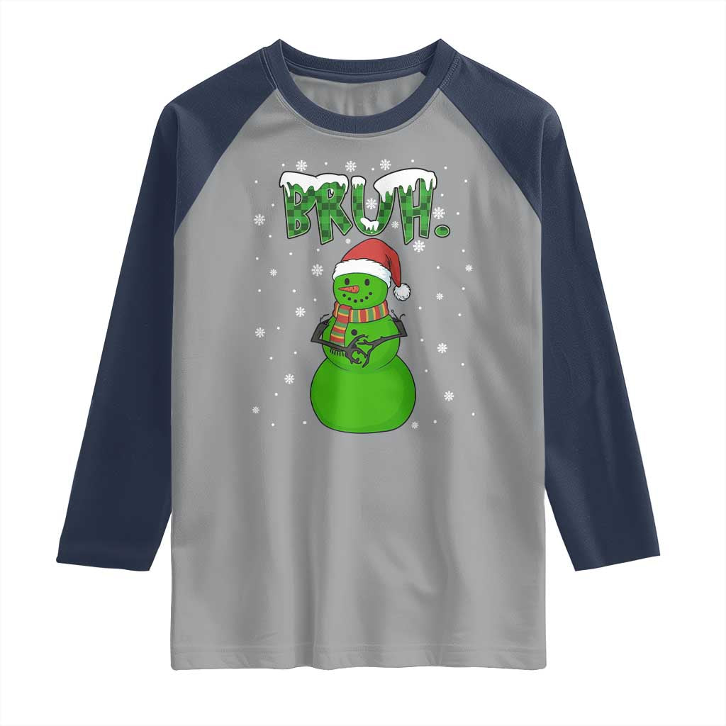 Funny Green Snowman Six Seven Meme Raglan Shirt Christmas Gift For Gen Z TS12 Sport Gray Navy Print Your Wear