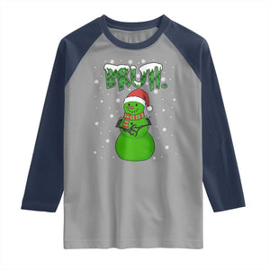 Funny Green Snowman Six Seven Meme Raglan Shirt Christmas Gift For Gen Z TS12 Sport Gray Navy Print Your Wear