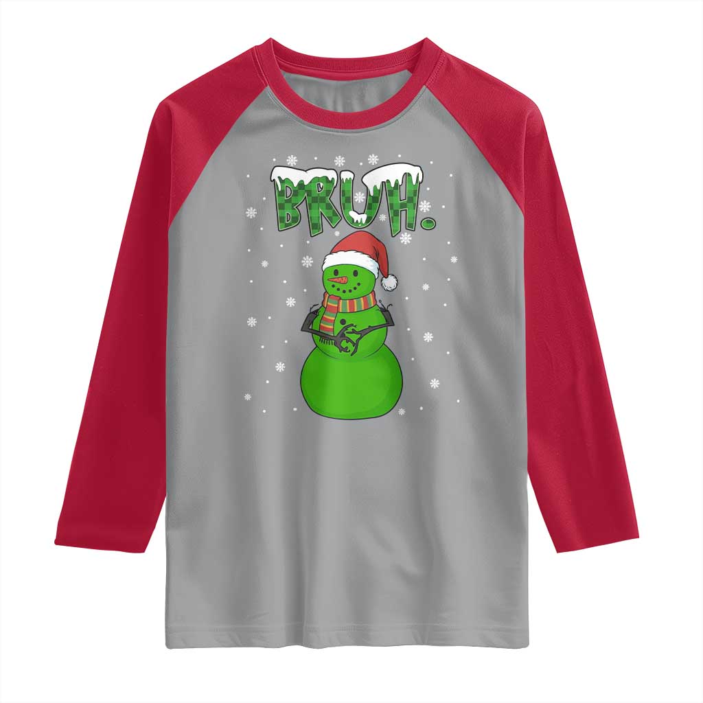 Funny Green Snowman Six Seven Meme Raglan Shirt Christmas Gift For Gen Z TS12 Sport Gray Red Print Your Wear