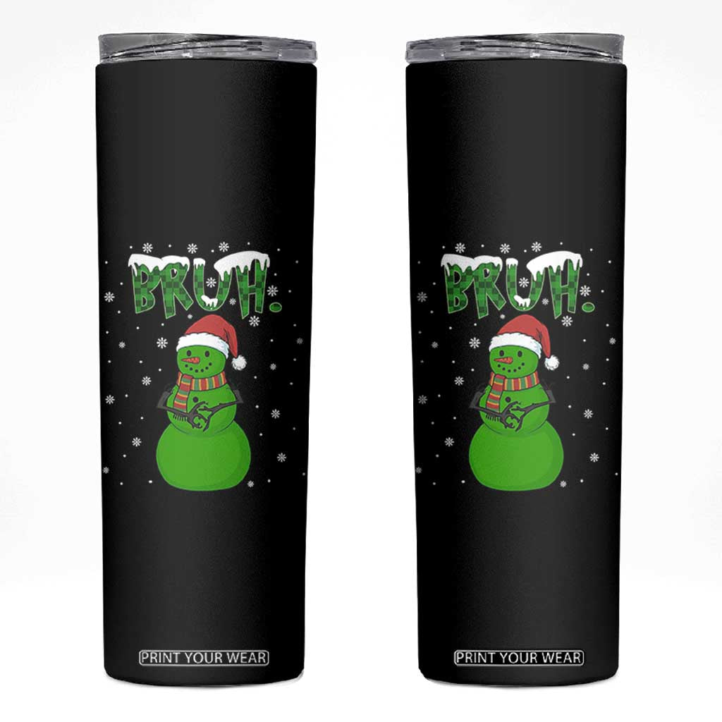 Funny Green Snowman Six Seven Meme Skinny Tumbler Christmas Gift For Gen Z TS12 Black Print Your Wear