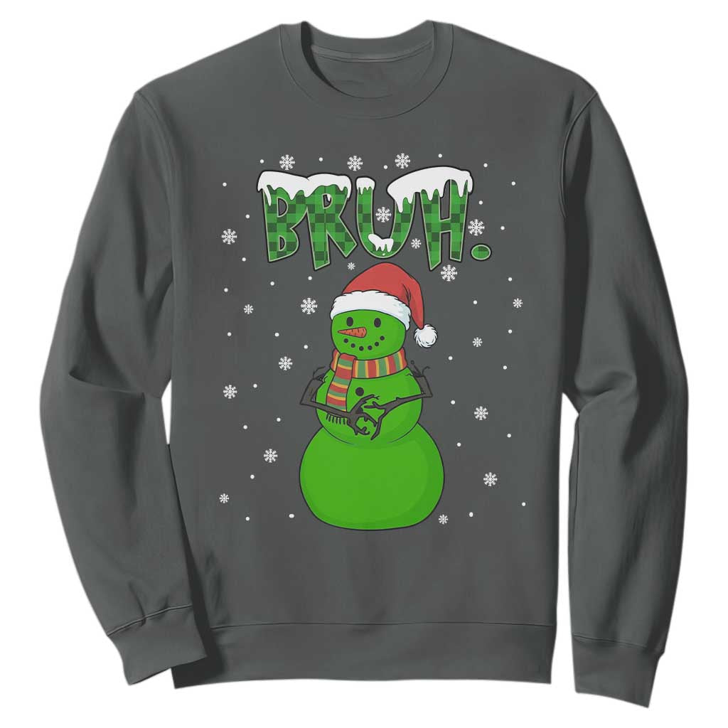Funny Green Snowman Six Seven Meme Sweatshirt Christmas Gift For Gen Z TS12 Dark Heather Print Your Wear