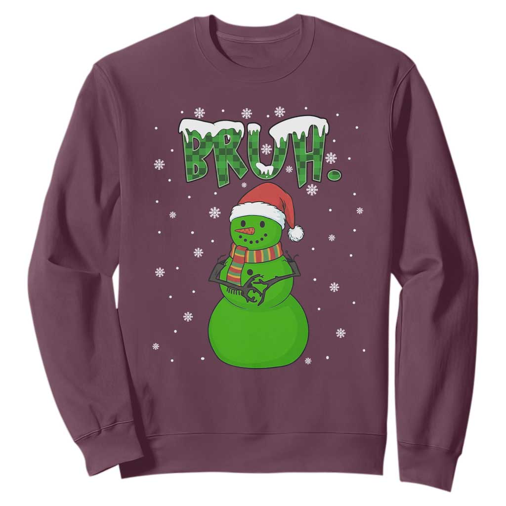 Funny Green Snowman Six Seven Meme Sweatshirt Christmas Gift For Gen Z TS12 Maroon Print Your Wear