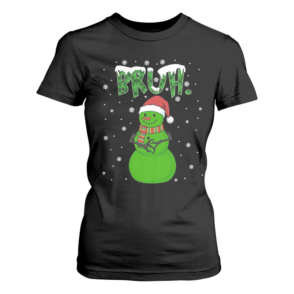 Funny Green Snowman Six Seven Meme T Shirt For Women Christmas Gift For Gen Z TS12 Black Print Your Wear