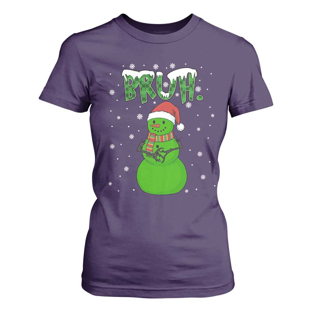Funny Green Snowman Six Seven Meme T Shirt For Women Christmas Gift For Gen Z TS12 Purple Print Your Wear