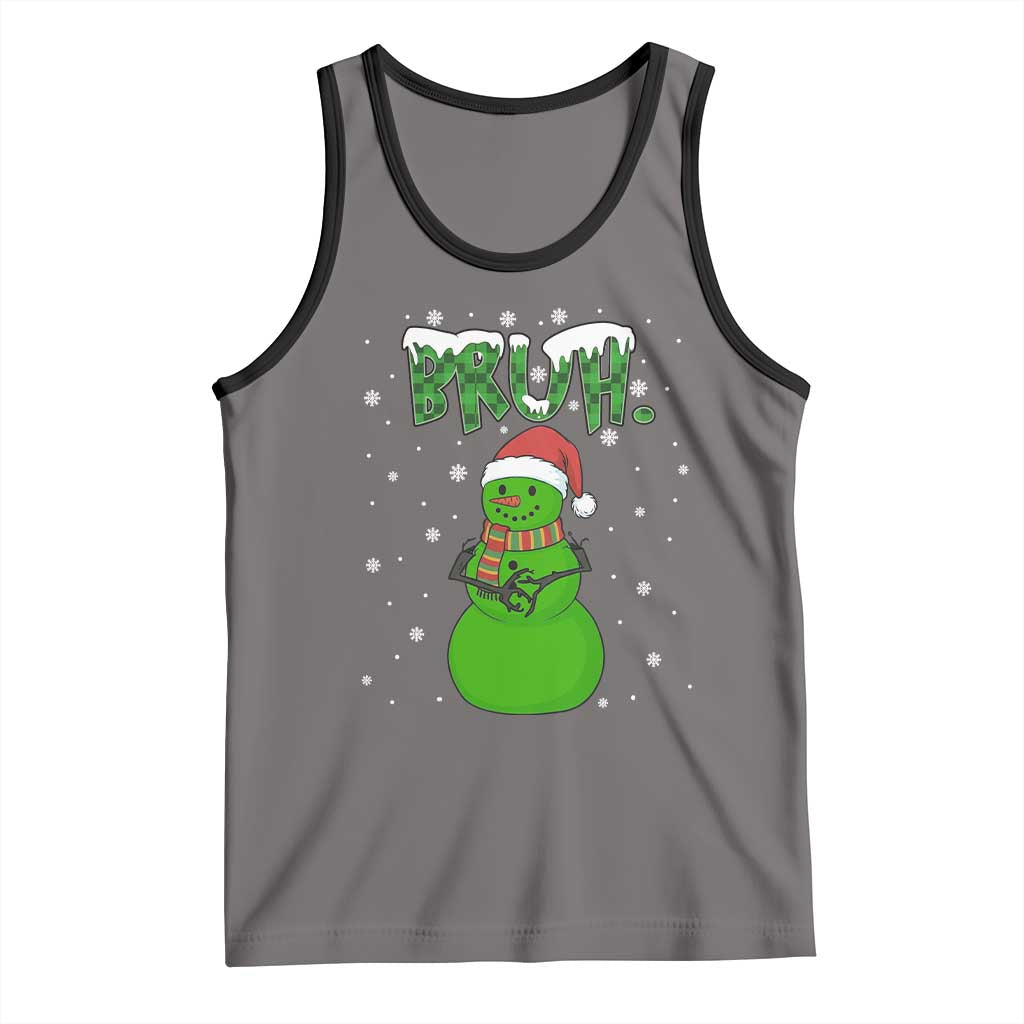 Funny Green Snowman Six Seven Meme Tank Top Christmas Gift For Gen Z TS12 Deep Heather Black Print Your Wear