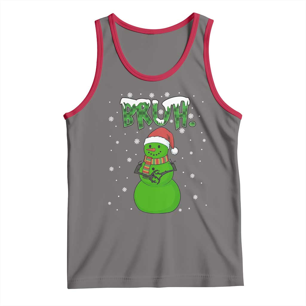 Funny Green Snowman Six Seven Meme Tank Top Christmas Gift For Gen Z TS12 Deep Heather Red Print Your Wear