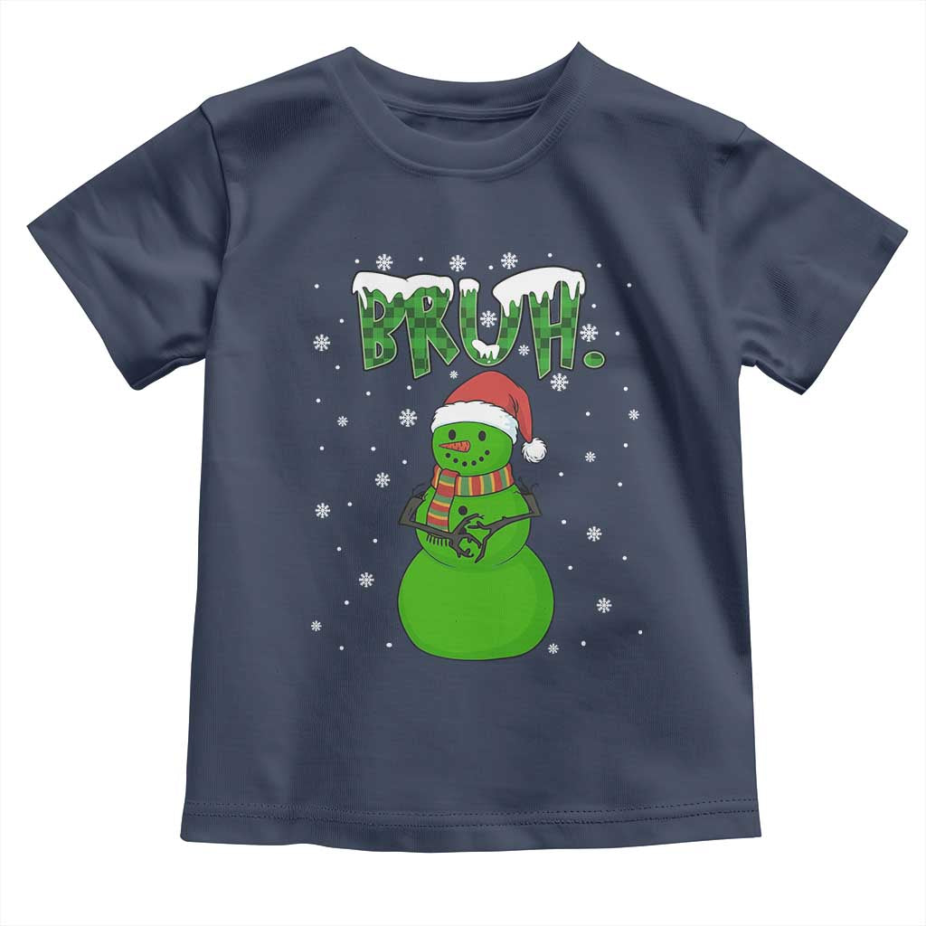 Funny Green Snowman Six Seven Meme Toddler T Shirt Christmas Gift For Gen Z TS12 Navy Print Your Wear