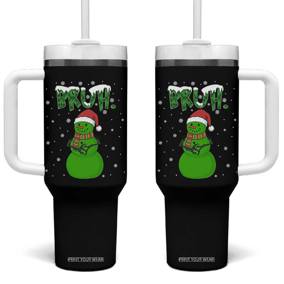 Funny Green Snowman Six Seven Meme Tumbler With Handle Christmas Gift For Gen Z TS12 One Size: 40 oz Black Print Your Wear