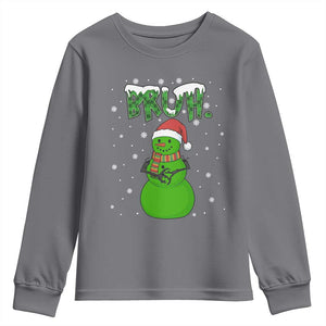 Funny Green Snowman Six Seven Meme Youth Sweatshirt Christmas Gift For Gen Z TS12 Charcoal Print Your Wear