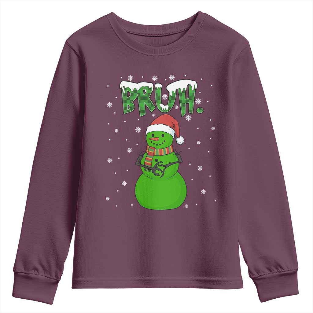 Funny Green Snowman Six Seven Meme Youth Sweatshirt Christmas Gift For Gen Z TS12 Maroon Print Your Wear