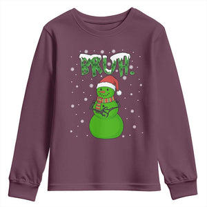Funny Green Snowman Six Seven Meme Youth Sweatshirt Christmas Gift For Gen Z TS12 Maroon Print Your Wear