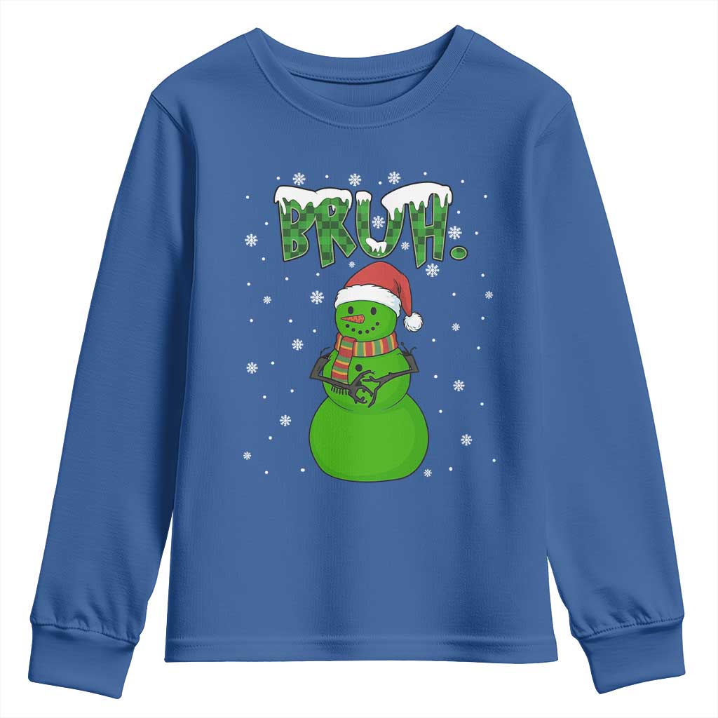 Funny Green Snowman Six Seven Meme Youth Sweatshirt Christmas Gift For Gen Z TS12 Royal Blue Print Your Wear