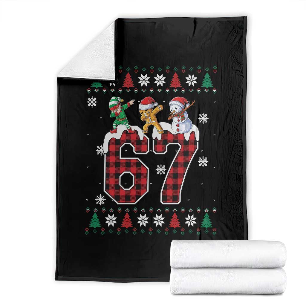 Funny Gen Z Alpha Ugly Xmas Gift Throw Blanket Gingerbread Snowman Elf Dabbing TS12 Black Print Your Wear