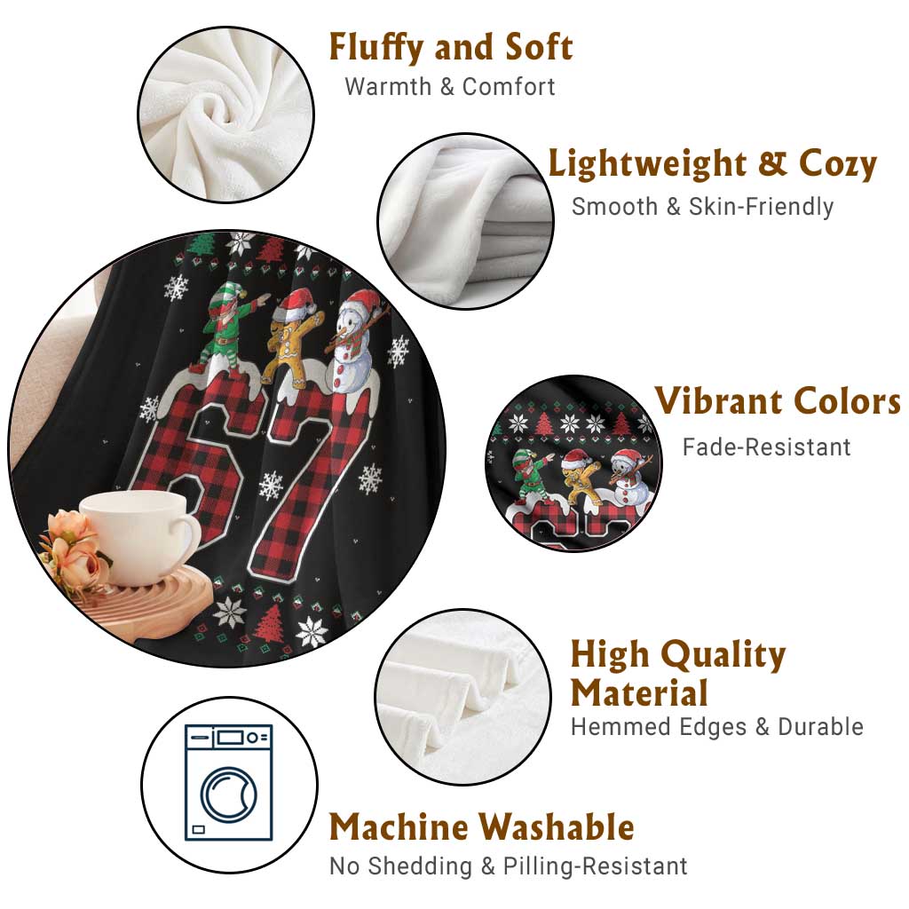 Funny Gen Z Alpha Ugly Xmas Gift Throw Blanket Gingerbread Snowman Elf Dabbing TS12 Print Your Wear
