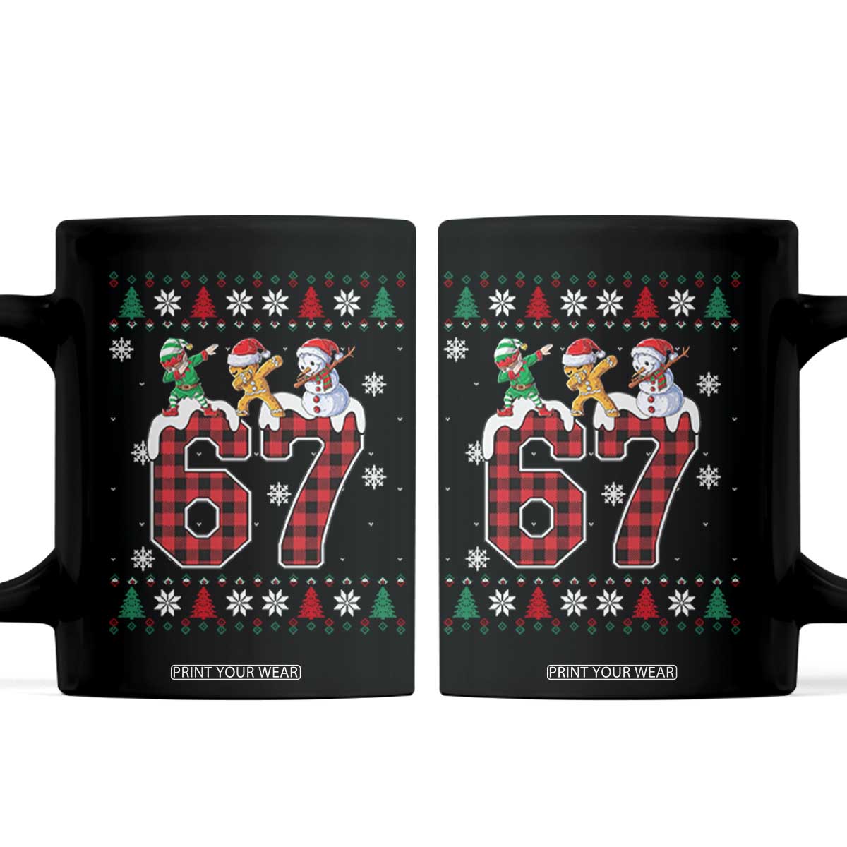 Funny Gen Z Alpha Ugly Xmas Gift Coffee Mug Gingerbread Snowman Elf Dabbing TS12 Black Print Your Wear