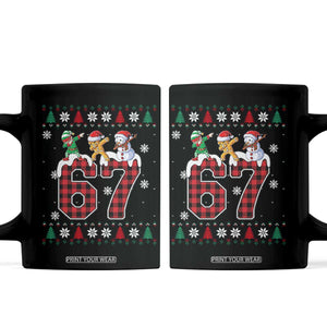 Funny Gen Z Alpha Ugly Xmas Gift Coffee Mug Gingerbread Snowman Elf Dabbing TS12 Black Print Your Wear