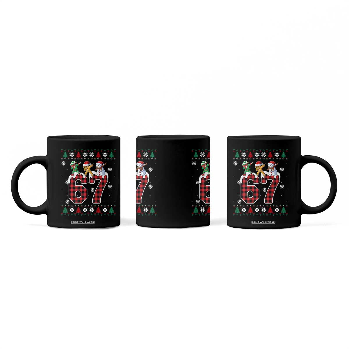 Funny Gen Z Alpha Ugly Xmas Gift Coffee Mug Gingerbread Snowman Elf Dabbing TS12 Print Your Wear