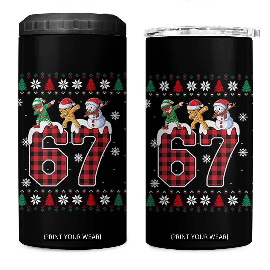 Funny Gen Z Alpha Ugly Xmas Gift 4 in 1 Can Cooler Tumbler Gingerbread Snowman Elf Dabbing TS12 One Size: 16 oz Black Print Your Wear