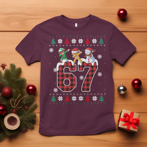Funny Gen Z Alpha Ugly Xmas Gift T Shirt Gingerbread Snowman Elf Dabbing TS12 Maroon Print Your Wear