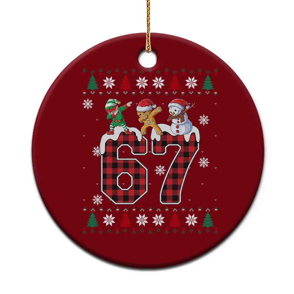 Funny Gen Z Alpha Ugly Xmas Gift Ceramic Ornament Gingerbread Snowman Elf Dabbing TS12 1pc Red Print Your Wear