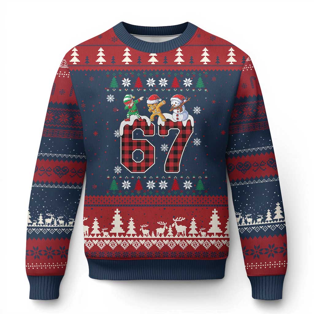 Funny Gen Z Alpha Ugly Xmas Gift Ugly Christmas Sweater Gingerbread Snowman Elf Dabbing TS12 Navy Red Print Your Wear