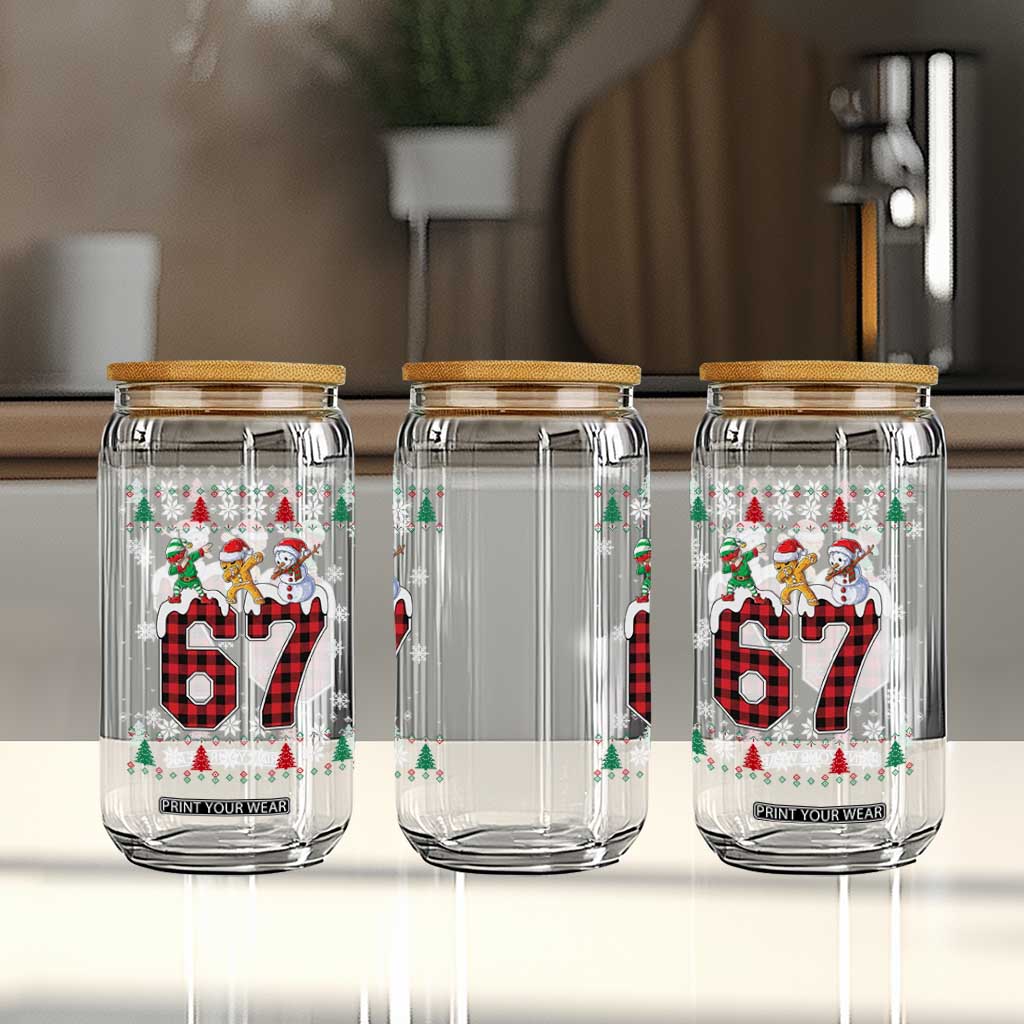 Funny Gen Z Alpha Ugly Xmas Gift Glass Can Gingerbread Snowman Elf Dabbing TS12 Print Your Wear