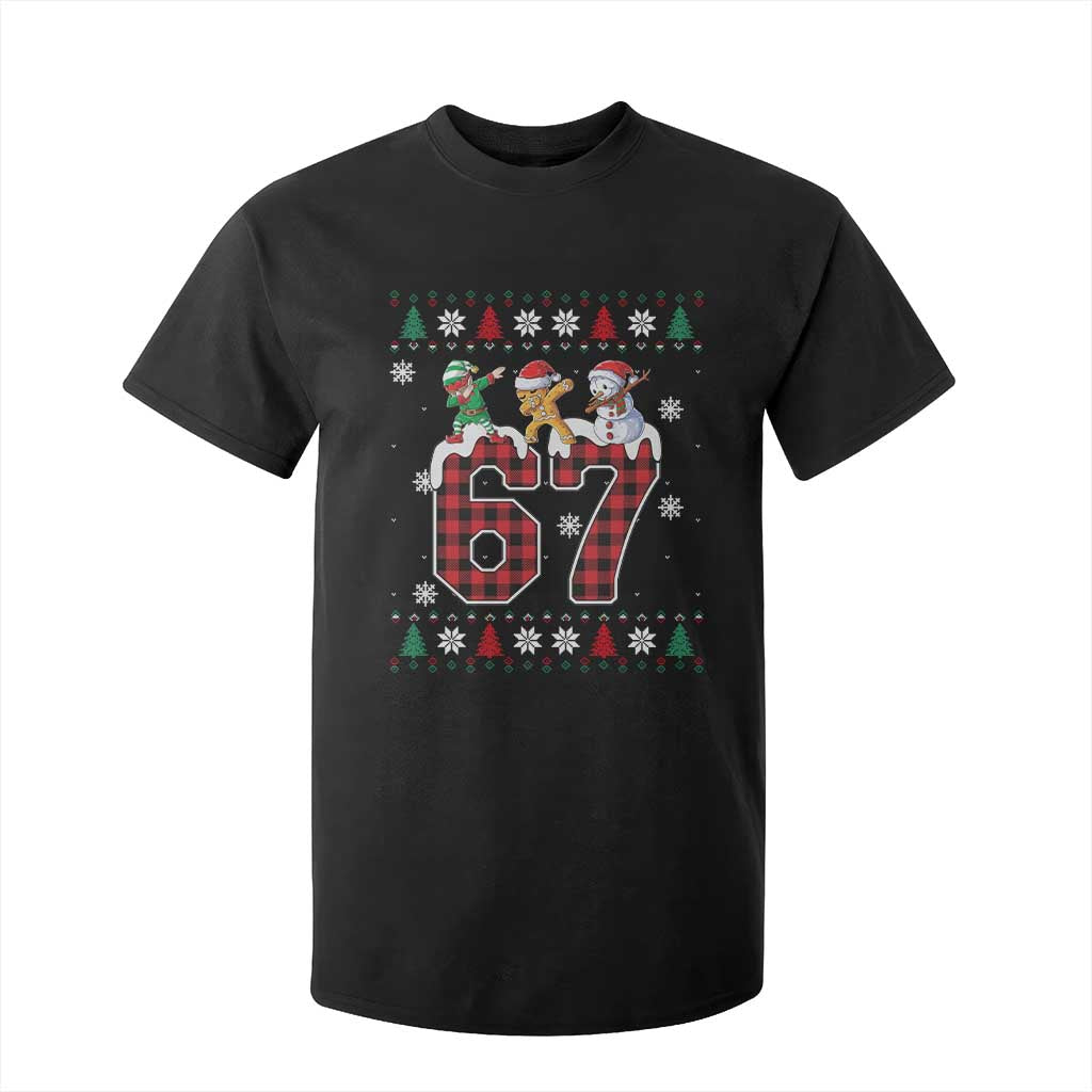 Funny Gen Z Alpha Ugly Xmas Gift T Shirt For Kid Gingerbread Snowman Elf Dabbing TS12 Black Print Your Wear