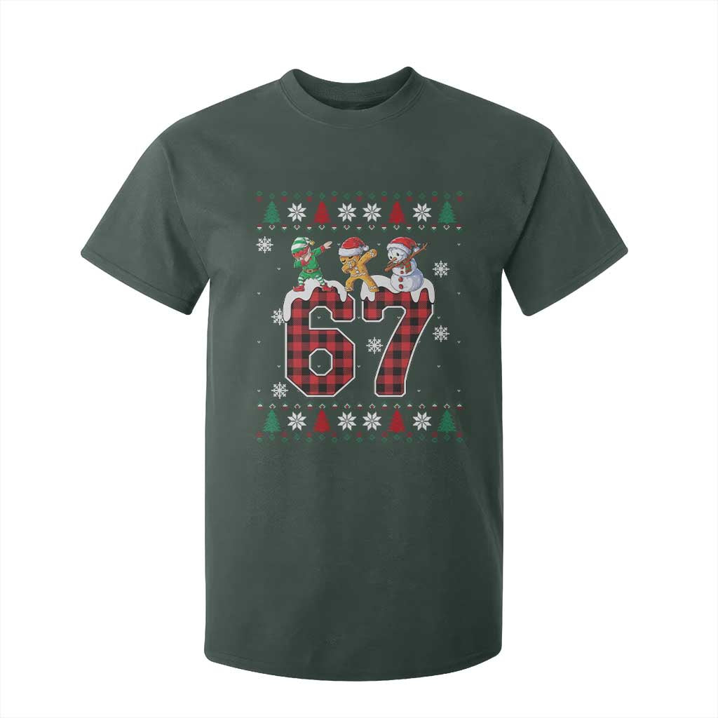 Funny Gen Z Alpha Ugly Xmas Gift T Shirt For Kid Gingerbread Snowman Elf Dabbing TS12 Dark Forest Green Print Your Wear