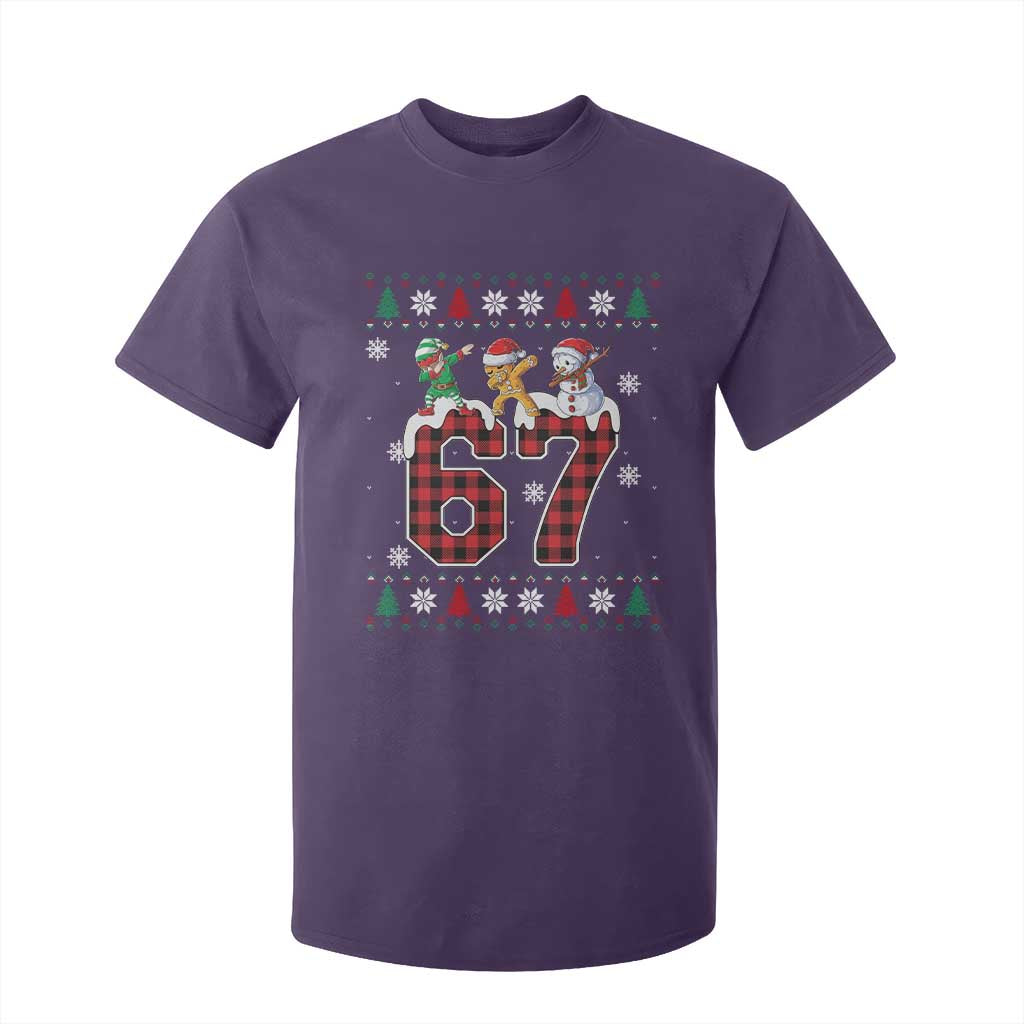 Funny Gen Z Alpha Ugly Xmas Gift T Shirt For Kid Gingerbread Snowman Elf Dabbing TS12 Purple Print Your Wear