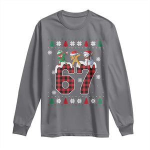 Funny Gen Z Alpha Ugly Xmas Gift Long Sleeve Shirt Gingerbread Snowman Elf Dabbing TS12 Charcoal Print Your Wear