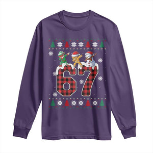 Funny Gen Z Alpha Ugly Xmas Gift Long Sleeve Shirt Gingerbread Snowman Elf Dabbing TS12 Purple Print Your Wear
