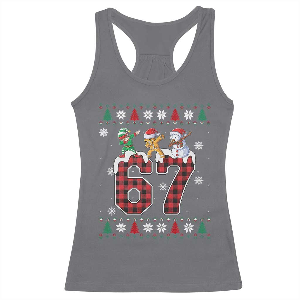 Funny Gen Z Alpha Ugly Xmas Gift Racerback Tank Top Gingerbread Snowman Elf Dabbing TS12 Charcoal Print Your Wear