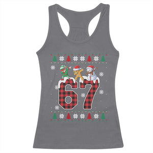 Funny Gen Z Alpha Ugly Xmas Gift Racerback Tank Top Gingerbread Snowman Elf Dabbing TS12 Charcoal Print Your Wear