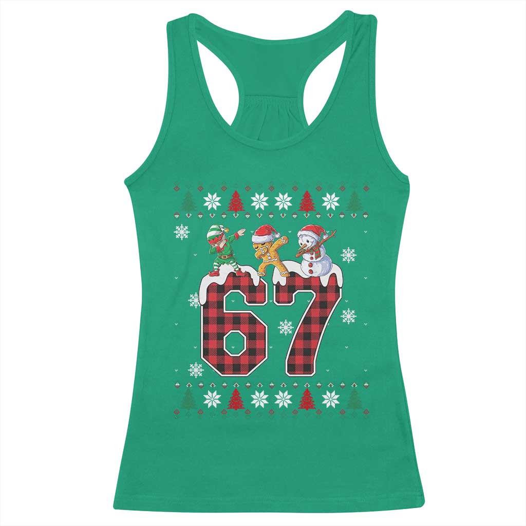 Funny Gen Z Alpha Ugly Xmas Gift Racerback Tank Top Gingerbread Snowman Elf Dabbing TS12 Irish Green Print Your Wear