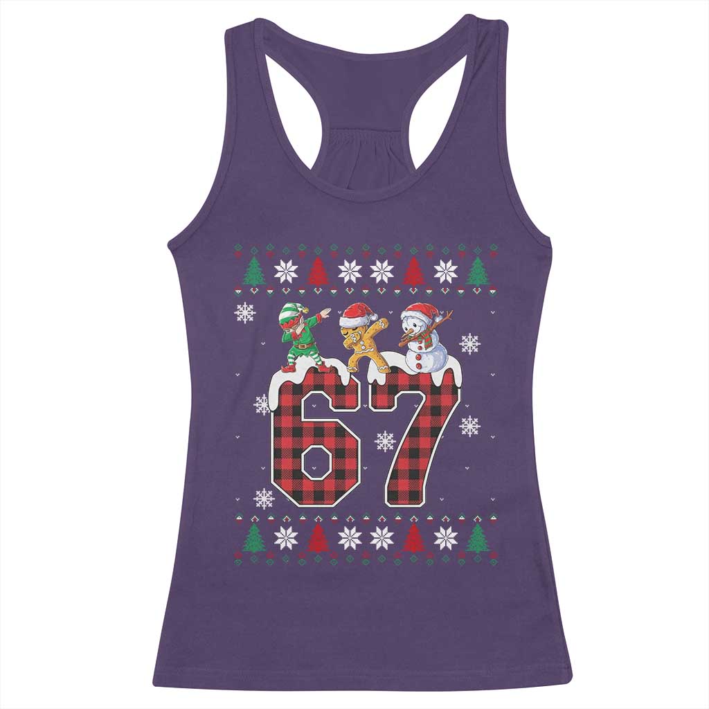Funny Gen Z Alpha Ugly Xmas Gift Racerback Tank Top Gingerbread Snowman Elf Dabbing TS12 Purple Print Your Wear