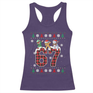 Funny Gen Z Alpha Ugly Xmas Gift Racerback Tank Top Gingerbread Snowman Elf Dabbing TS12 Purple Print Your Wear
