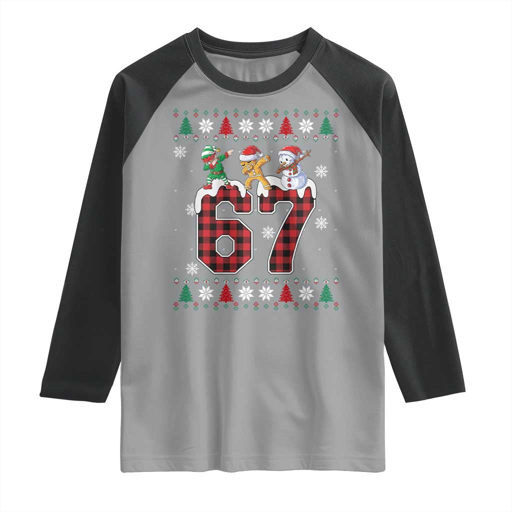 Funny Gen Z Alpha Ugly Xmas Gift Raglan Shirt Gingerbread Snowman Elf Dabbing TS12 Sport Gray Black Print Your Wear