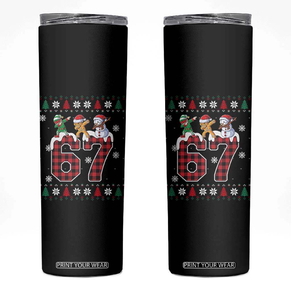 Funny Gen Z Alpha Ugly Xmas Gift Skinny Tumbler Gingerbread Snowman Elf Dabbing TS12 Black Print Your Wear