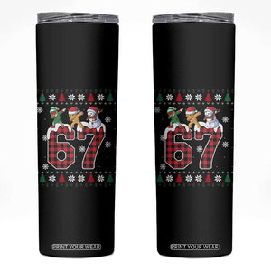 Funny Gen Z Alpha Ugly Xmas Gift Skinny Tumbler Gingerbread Snowman Elf Dabbing TS12 Black Print Your Wear