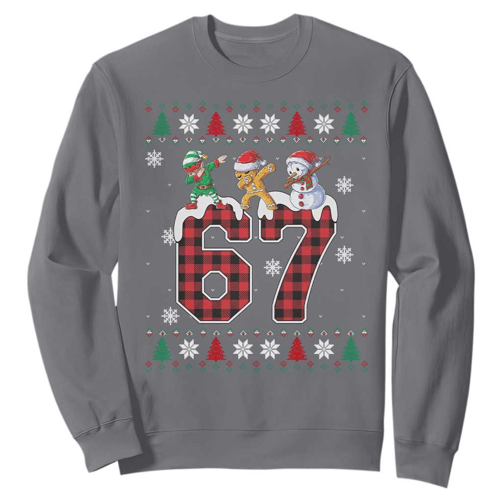 Funny Gen Z Alpha Ugly Xmas Gift Sweatshirt Gingerbread Snowman Elf Dabbing TS12 Charcoal Print Your Wear