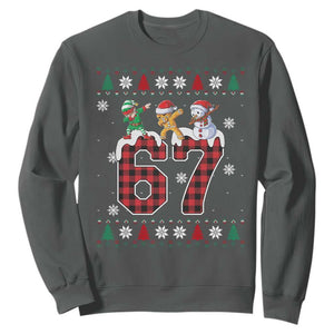 Funny Gen Z Alpha Ugly Xmas Gift Sweatshirt Gingerbread Snowman Elf Dabbing TS12 Dark Heather Print Your Wear