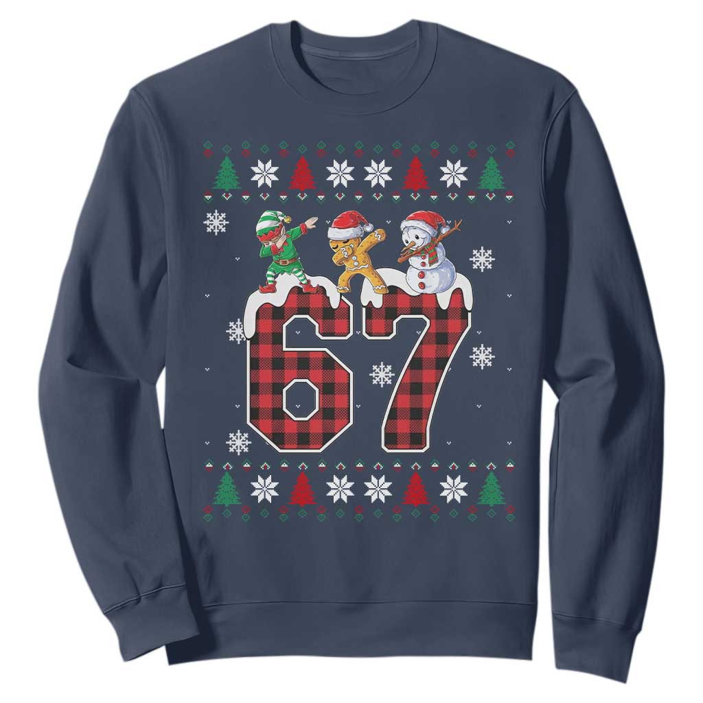 Funny Gen Z Alpha Ugly Xmas Gift Sweatshirt Gingerbread Snowman Elf Dabbing TS12 Navy Print Your Wear